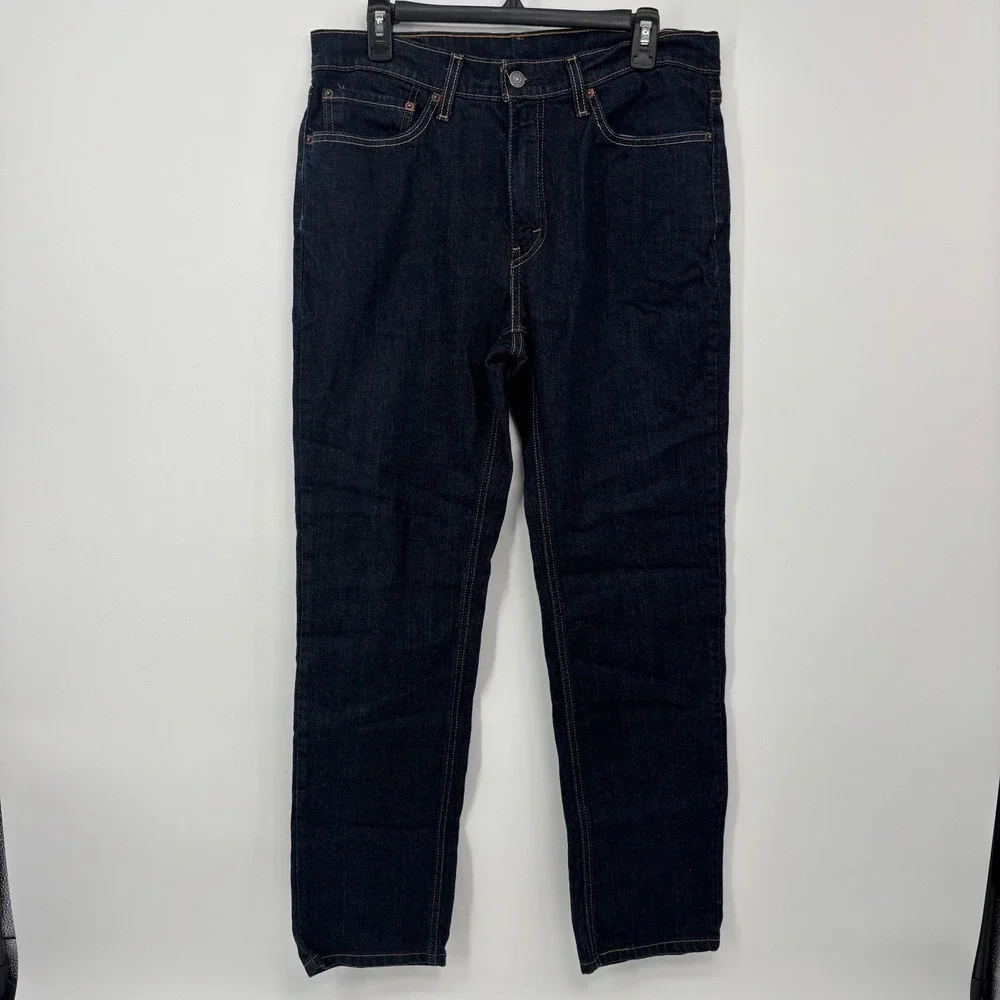 Levis 541 Dark Wash Straight Leg Blue Denim Jeans Mens 34x32 Cotton Blend